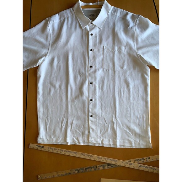 Quiksilver Waterman Collection Palms Weave White Button Front SS Shirt XXL - Picture 1 of 14